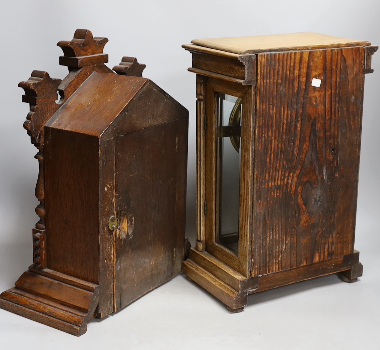 An Edwardian mantel clock and an American clock, tallest 38cms high